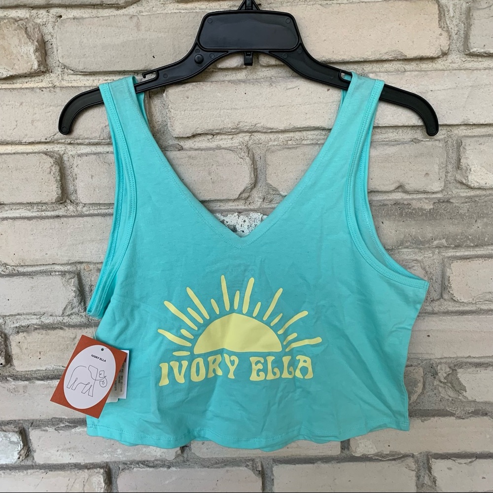 Ivory Ella summer crop top showing half sun on back